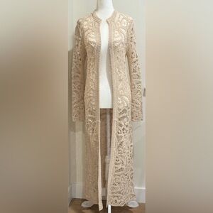 House of Harlow 1960 Cream Crochet Cardigan